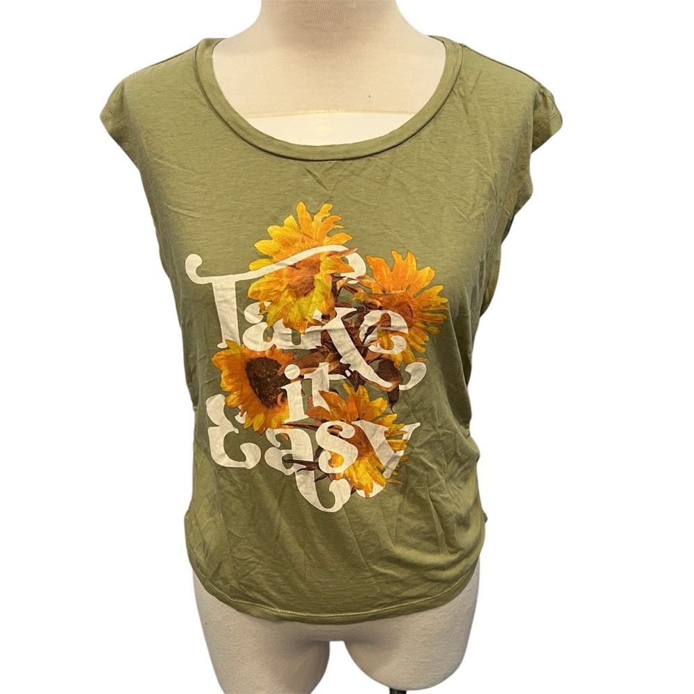 Q/S by S. OLIVER Green Scoop Neck Take It Easy Tank Top (M)